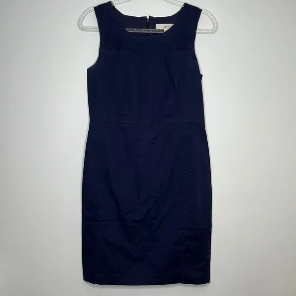 LOFT | Dresses | Ann Taylor Loft Womens Navy Blue Cotton Crew Neck  Sleeveless Shift Dress | Poshmark